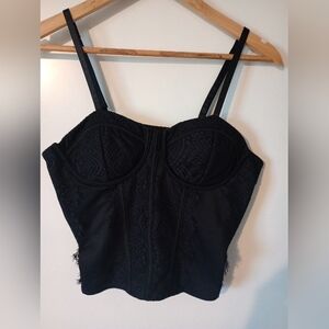 Black Lace Bustier Corset Top Size Medium 8-10